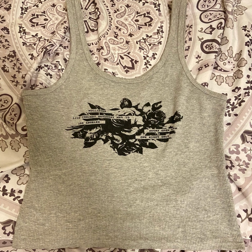 Hollister Grey Tank Top (Slim Tank) Cropped